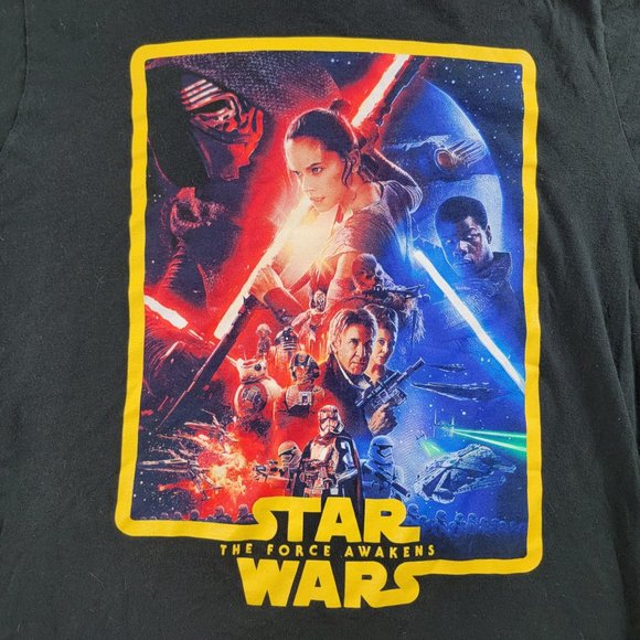 Star Wars The Force Awakens Adults Medium Black Shirt Galaxy Premiere Collection - Picture 4 of 11